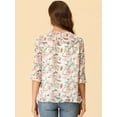 thumbnail image 4 of INSPIRE CHIC Blouse Fluide en Mousseline à Volants à Manches 3/4 à Imprimé Floral pour Femme 5 TP, 4 of 5