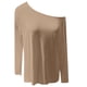 thumbnail image 3 of MHFRRA Blusa Informal de Manga Larga con Cuello Asimétrico para Uso Diario y Comodidad. Café, 3 of 4