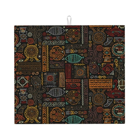 

Lukts Polynesian Turtles Print Ultra Water Dish Drying Mat Slip Resistant Pad for Sink Dishes or Under Rack Kitchen Counter Accessories