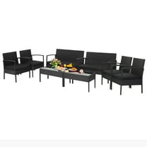 Gymax 8PCS Rattan Patio Conversation Set Outdoor Wicker Furniture Set w/ Cushions