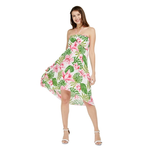 Women's Hawaiian Luau Halter Floral Print Halter Dress M Lotus and Orchid