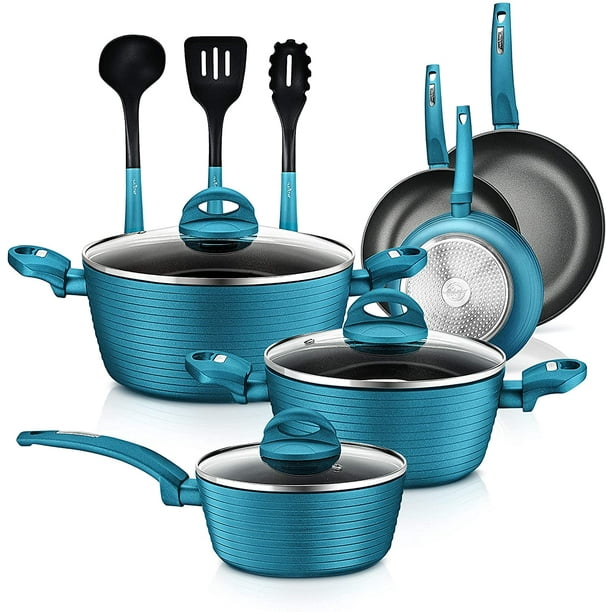 NutriChef Nonstick Kitchen Cookware Set - Professional Hard Anodized Home Kitchen Ware Pots and 