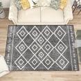 thumbnail image 4 of Washable 5x7 Area Rug, Boho Geometric Neutral Rug, Non Slip Soft Low Profile Indoor Rug, Light Distressed Floor Rug for Living Room, Bedroom, Dining Room & Office, 4 of 13