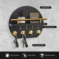 thumbnail image 2 of Key Holder for Wall - 9.8 Inch Apartment Wall Decor with Shelf and 8 Key Hooks, Circular Wood Key Hanger for Home Decor (Black with Golden Hooks), 2 of 7