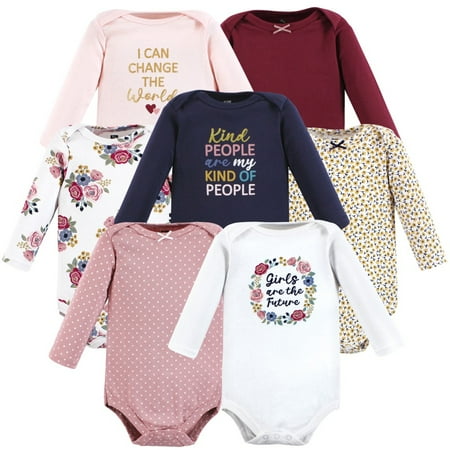 

Hudson Baby Infant Girl Cotton Long-Sleeve Bodysuits Girls World 7-Pack Preemie
