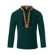 thumbnail image 5 of pstuiky Camisas casuales de manga larga para hombre, Camiseta de manga larga con cuello alto, diseño de patchwork marrón y cordón ajustable para hombre Tops de talla grande para hombre s, 5 of 7