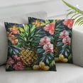 thumbnail image 3 of Acheng  Tropical Flowers with Pineapple Throw Pillow Cover Summer Palm Leaf Jungle Plant Foliage Pillow Case Square Cushion Cotton Linen Decorative for Couch Bed Home White, 3 of 7
