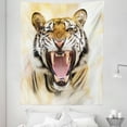thumbnail image 1 of Tiger Tapestry, Young Panthera Tigris Altaica Growling in Angry Manner Portrait of a Young Large Cat, Fabric Wall Hanging Decor for Bedroom Living Room Dorm, 5 Sizes, Multicolor, by Ambesonne, 1 of 1