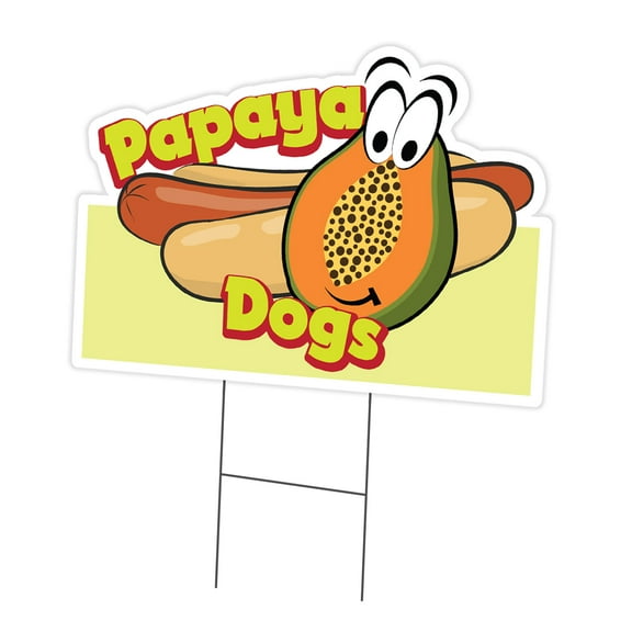 SignMission C-DC-1824-DS-Papaya Dogs19 18 x 24 in. Yard Sign & Stake - Papaya Dogs