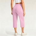 thumbnail image 4 of YanHoo Yoga Capris for Women Elastic Waist Pull On Stretchy Capri Pants Casual Comfy Cropped Trousers with Pockets, 4 of 8