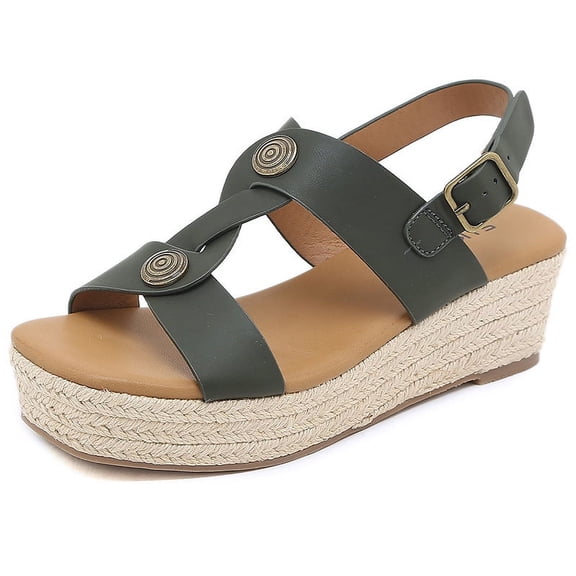 Women Sandals Platform Height Increasing Female Sandals Fashion Leather Buckle Strap Women's Sandals Outdoor