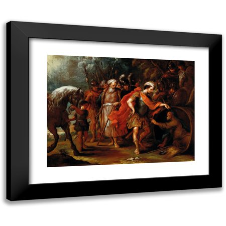 Antwerp School 14x12 Black Modern Framed Museum Art Print Titled - Diogenes and Alexander the Great (17th Century)