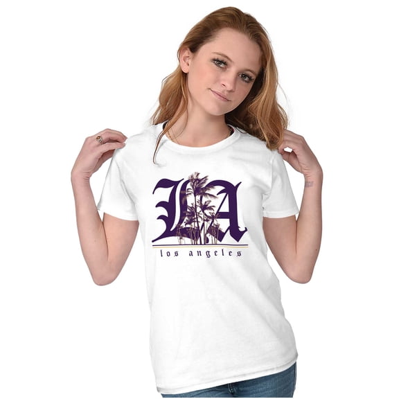 LA Los Angeles California Palm Trees Womens Slim Fit Graphic Tee Brisco Brands S
