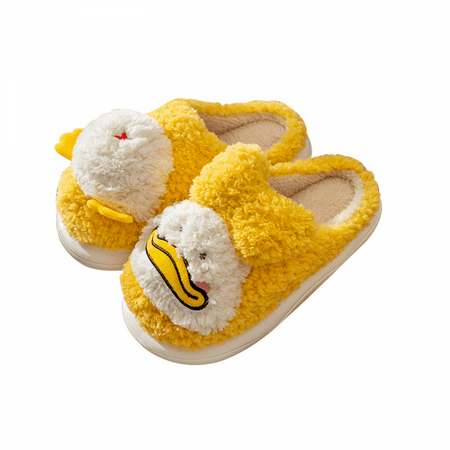 

JUSTUP 1 Pair Yellow Duck Plush Cotton Slippers Household Shoes Antiskid Indoor Home Slippers（6.5-7）