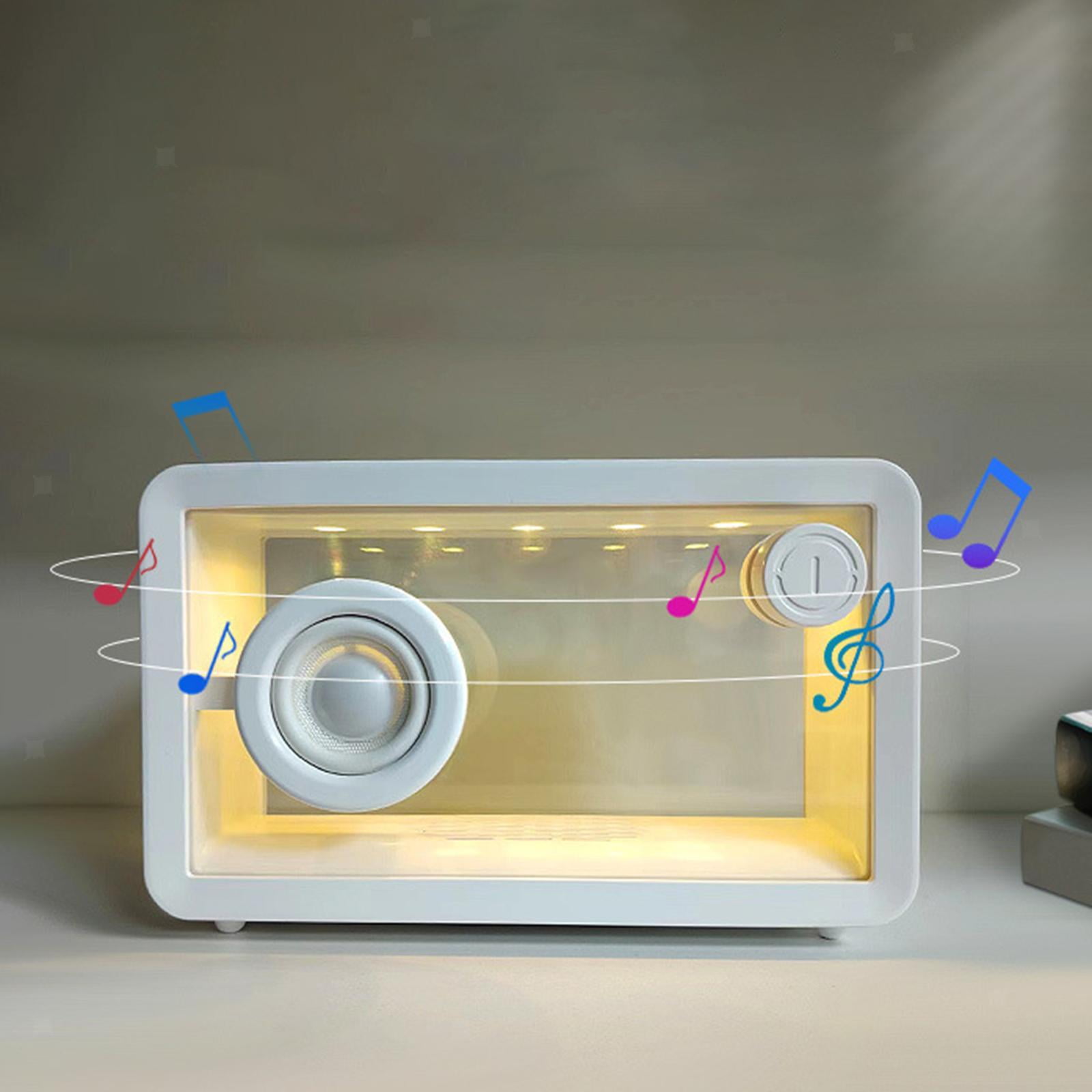 MUSICOZY Bluetooth Speaker with Hi-Fi Sound, Clear Glass Screen, Bluetooth 5.4 HD Audio Speaker Strip, Built-in White Noise Party Speaker with LED Light Show for Computer, Office, Shower, White