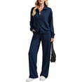 thumbnail image 2 of 2 Piece Sets for Women Stand Collar Zip Top and High Waist Wide Leg Pants, 2XL, 2 of 6