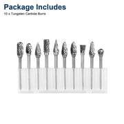 TSV 10pcs Carbide Burrs Fit for Dremel, 1/8 Shank Double Cut Tungsten Carbide Rotary Bits for Carving Engraving Polishing
