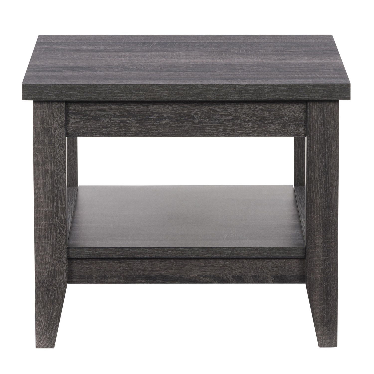 CorLiving Hollywood Dark Grey Faux Wood Square Indoor Side Table with Shelf