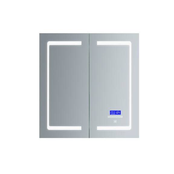 Lexora Bracciano 24 in. W x 28 in. H Surface-Mount LED Mirror Medicine Cabinet with Defogger