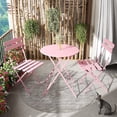 thumbnail image 3 of 3-Piece Patio Bistro Set Outdoor Furniture Set Folding Bistro Table and Chairs with Premium Steel Frame Weather Resistant Conversation Set for Bistro Balcony Porch Yard Garden(pink with cushion), 3 of 11