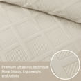 thumbnail image 5 of Exclusivo Mezcla Ultrasonic Full Queen Quilt Set, 3-Piece Lightweight Bedspreads Modern Striped Coverlet, Brich Beige, 5 of 7
