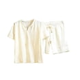 thumbnail image 5 of ZUKMRJPC Mens Short Sets 2 Piece Outfits V Neck Button Up T-Shirts and Shorts Solid Color Casual Lightweight Summer Tracksuit Sets, 5 of 8