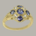 thumbnail image 3 of LBG British Made Stunning 10k Yellow Gold Natural Tanzanite & Diamond Womens Anniversary Ring - 33 size options - Size 8.5, 3 of 7
