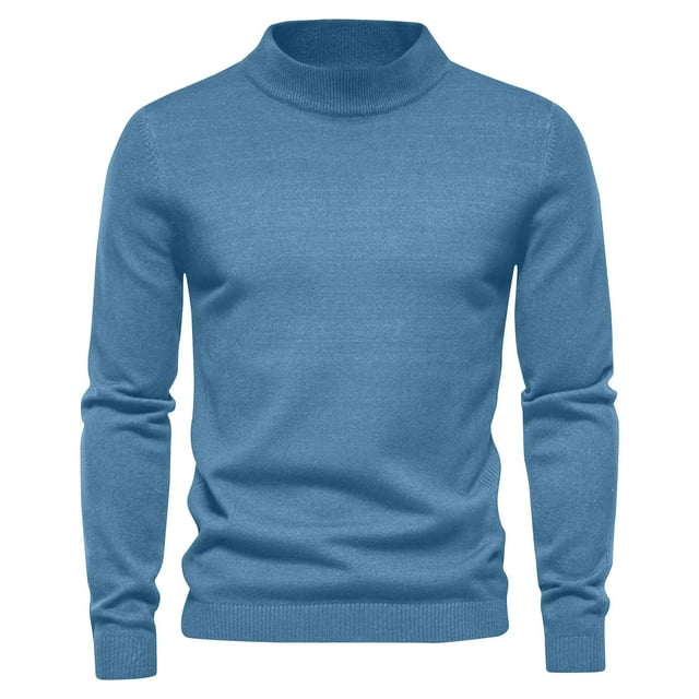 Annhoo Sweaters for Men Long Sleeve High Neck Knit Shirts Solid Color Casual Fall Winter Thermal Workout Gym Basic Daily Tops