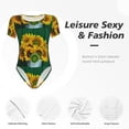 thumbnail image 6 of The Xecao Sunflowers in Bucket Women's Crew Neck Body Suit, a short-sleeved bodysuit and basic swimsuit, both comfort and style for dating and daily life, 6 of 9