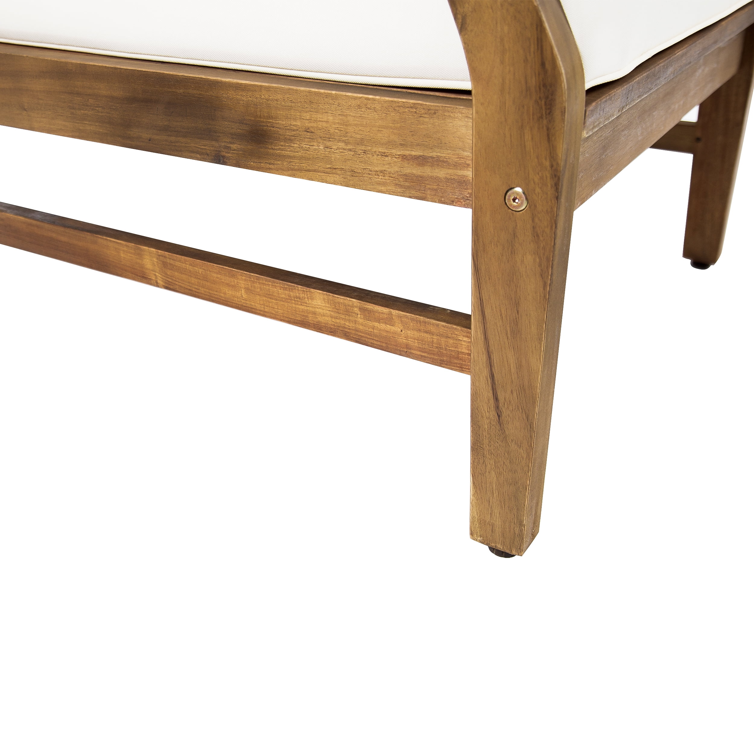 Angel Outdoor Teak Finished Acacia Wood Club Chairs with Cushions, Cream.