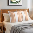 thumbnail image 6 of Pillow Covers 18x18 Set of 2, Burnt Orange Striped Throw Pillow Covers Decorative Couch Cushion Cover, Farmhouse Thin Vertical Stripes Microfiber Soft Square Pillowcases for Bedroom Living Room Sofa, 6 of 9