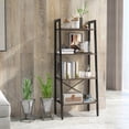 thumbnail image 2 of Patiojoy 4-Tier Ladder Bookshelf Industrial Wooden Bookcase with Metal Frame Anti-Toppling Device Rack Gray Oak, 2 of 9