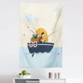 thumbnail image 1 of Vintage Boat Tapestry, Man Fishing on the Boat at Sunset Nautical Marine Hobby Life Cartoon Art, Fabric Wall Hanging Decor for Bedroom Living Room Dorm, 5 Sizes, Multicolor, by Ambesonne, 1 of 1