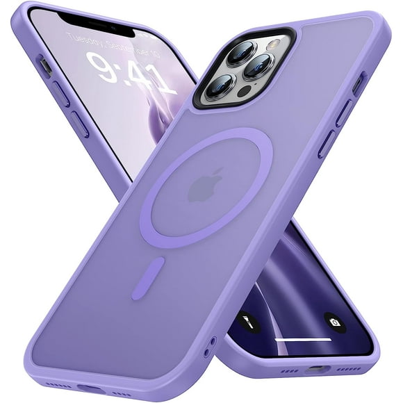 Funda magnética para iPhone 12 Pro Max, compatible con Magsafe, protección contra caídas de grado militar, translúcida, fina y a prueba de golpes, para iPhone 12 Pro Max, color morado claro.