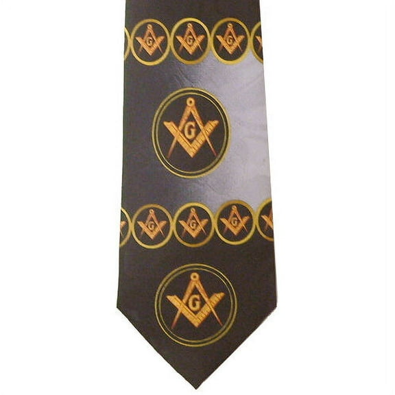 Freemason's Tie - Black and Gray Polyester long necktie with swirl pattern