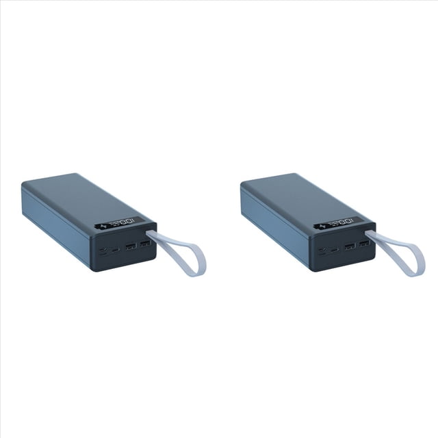 2X Caja de Banco de Energía Caja de Carga de Batería Sin Batería Pantalla LCD Desmontable 16X18650 Caja de Batería Cáscara de Banco de Energía, Negro