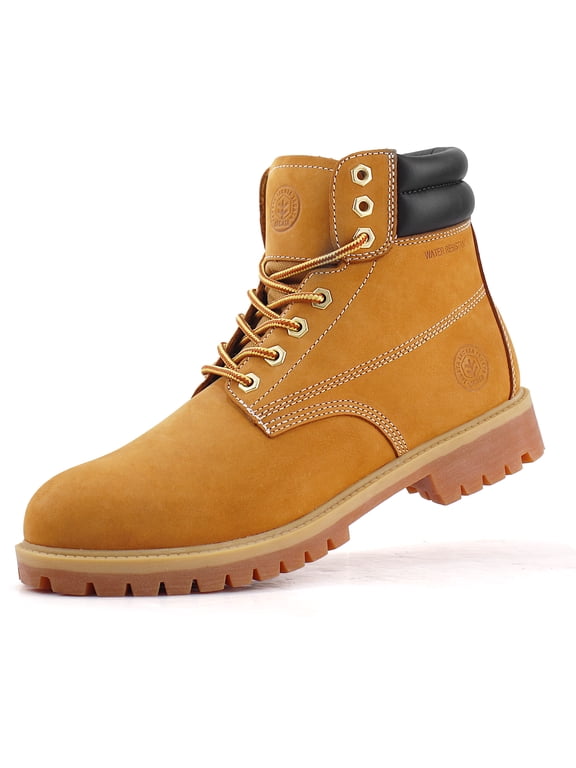 Work Boots for Men Soft Toe Non Slip Leather Construction Boots (Wheat Size 10)
