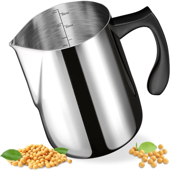 Lssam Wax Melting Pot, Stainless Steel Double Boiler Pouring Pitcher with Dripless Spout and Heat-Resistant Handle for Candle and Soap Making, 32 oz Capacity