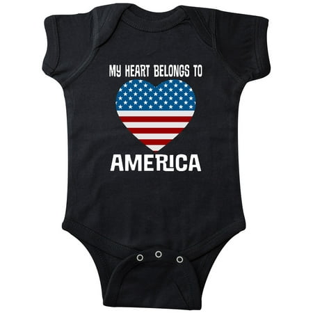 

Inktastic USA Patriotic My Heart Belongs to America Gift Baby Boy or Baby Girl Bodysuit