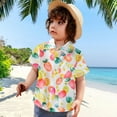 thumbnail image 2 of Akiihool Boys Short Sleeve Button Down Shirt Boys Button Down Shirts Hawaiian Cartoon Print Slim-Fit Short Sleeve Cool Dress Shirt Cute Top for Kids(Yellow,12-18 Months), 2 of 7