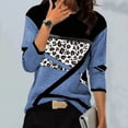 thumbnail image 1 of Mikilon Blouse à Manches Longues Patchwork Col Rond Imprimé Léopard pour Femmes, 1 of 5