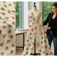 thumbnail image 5 of Soimoi Yellow Cotton Voile Fabric Watermelon Fruits Printed Craft Fabric by the Yard 56 Inch Wide, 5 of 7