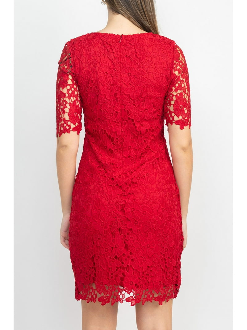 women's nina leonard floral lace sheath cocktail dress Women's Nina Leonard Floral Lace Sheath Cocktail Dress Color: Ivory Size:  SMALL