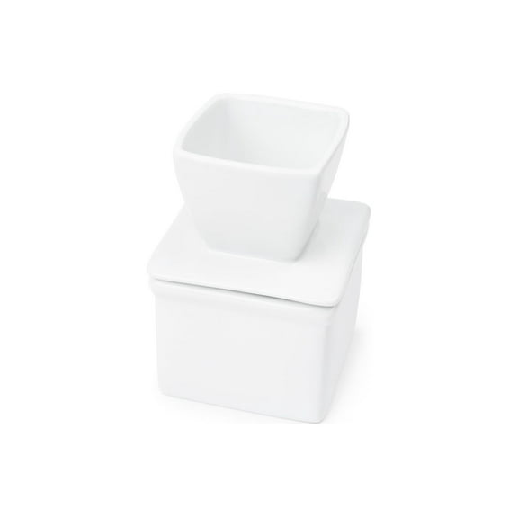 Fox Run Stoneware Butter Keeper, White, 3.75 x 3.75 x 5.5