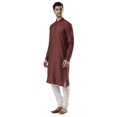 thumbnail image 3 of Ethnix Men's Indian Banded Collar Silk Blend Comfortable Kurta Tunic Pajama Set; Goldfish; MD, 3 of 5