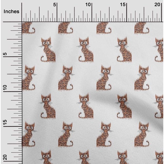 oneOone Georgette Viscose Fabric Cat Ikat Printed Fabric 1 Yard 42 Inch Wide