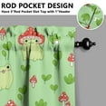 thumbnail image 5 of 3 PCS Frog Print Kitchen Curtains Set - Green Frog Cartoon with Mushroom Flower Pattern, Semi-Sheer Farmhouse Tier Curtains & Valance for Small Windows, 5 of 5