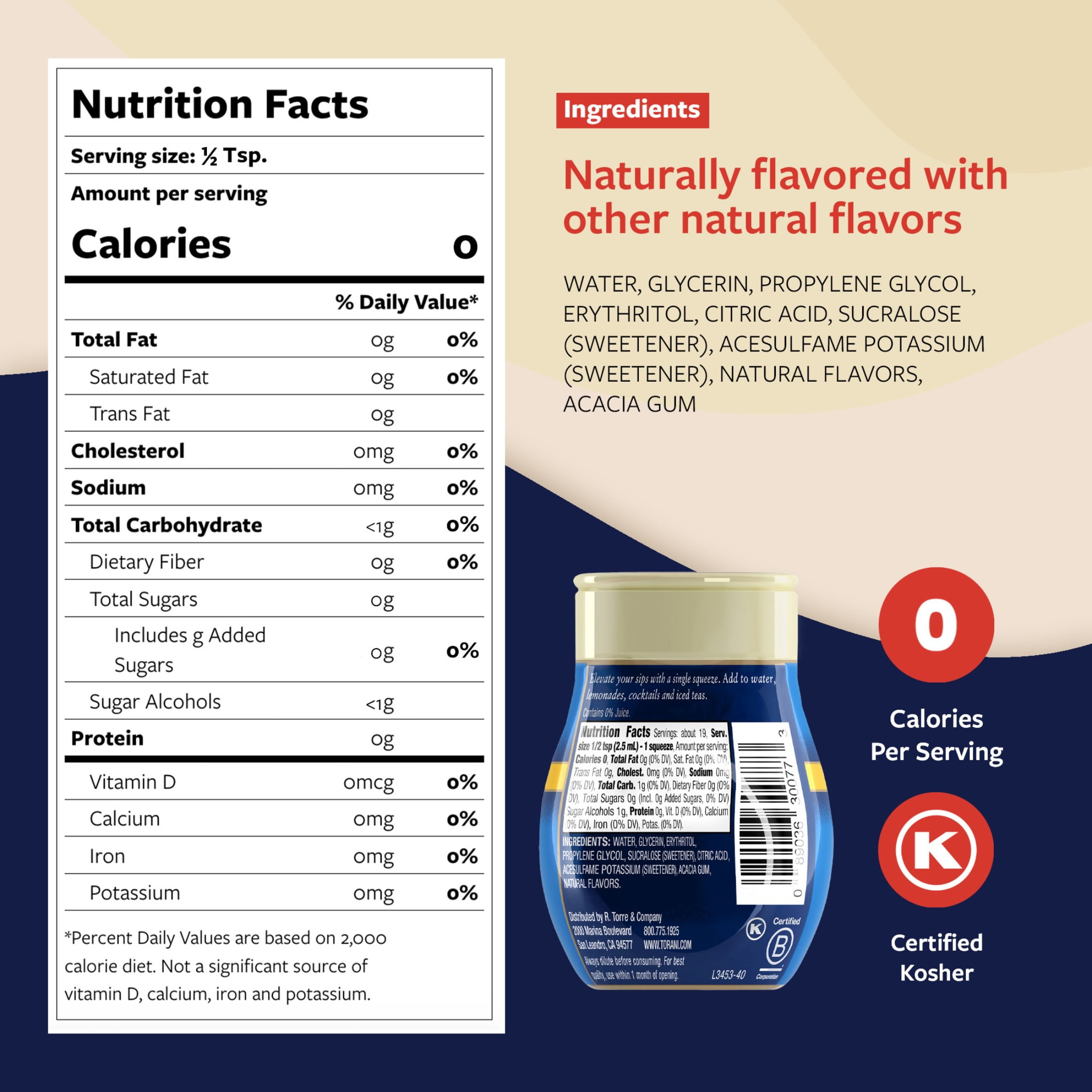 Torani Sugar Free Coconut Liquid Drink Enhancer, 1.62 fl oz
