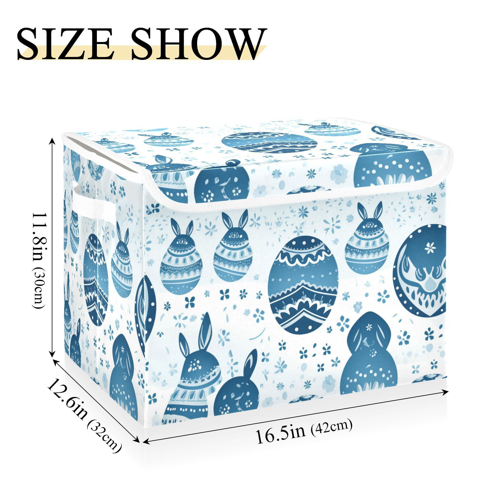 Easter Eggs Boho Storage Basket Foldable Laundry Basket Shelf Kids Toy Storage Container Organizer with Handles