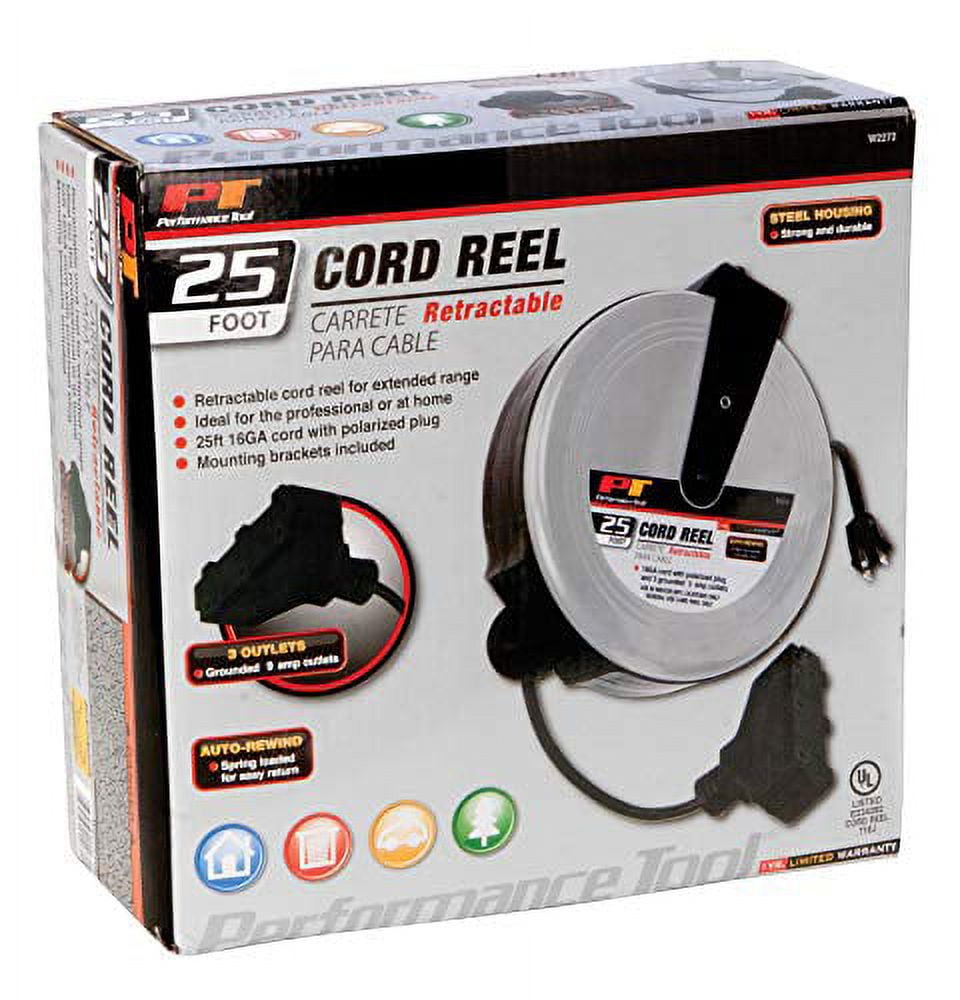 Performance Tool W2272 25ft Retractable Cord Reel 